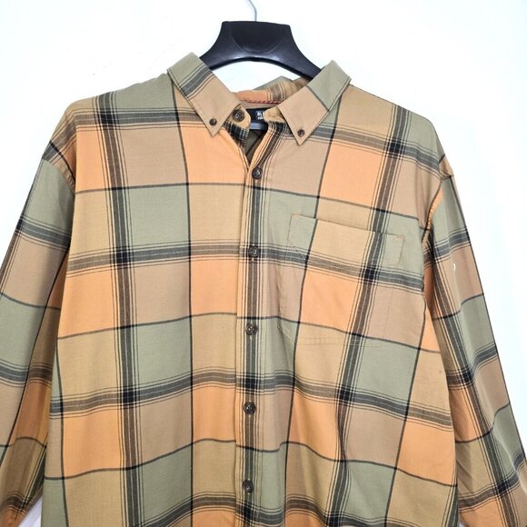 Alaskan Hardgear Men 2XL Relaxed Fit Plaid Khaki Button Front Long Sleeve Shirt - Picture 3 of 10